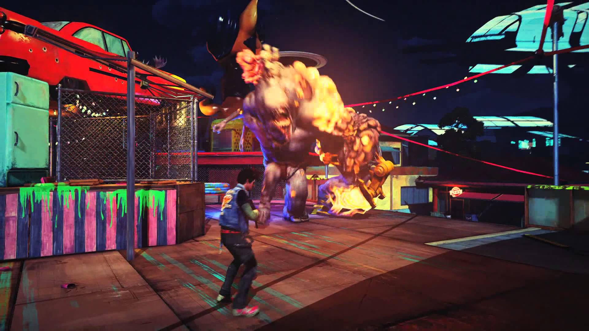 Sunset Overdrive features a vibrant and colorful world filled with all the craziness.