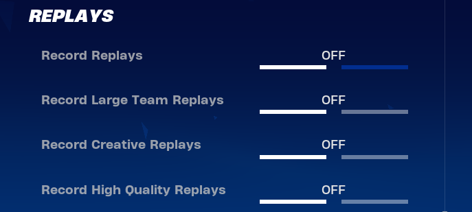 turning off record replay in fortnite