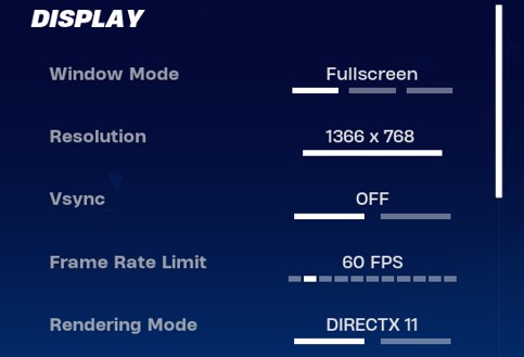 Display fortnite settings chapter 5