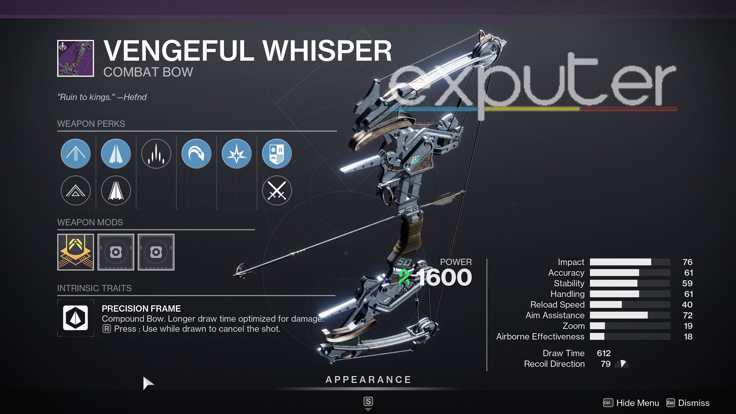 destiny 2 warlord ruin weapons