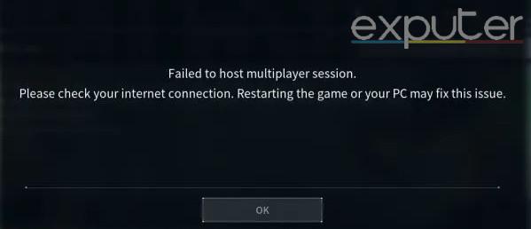 Palworld failed to host multiplayer session error message