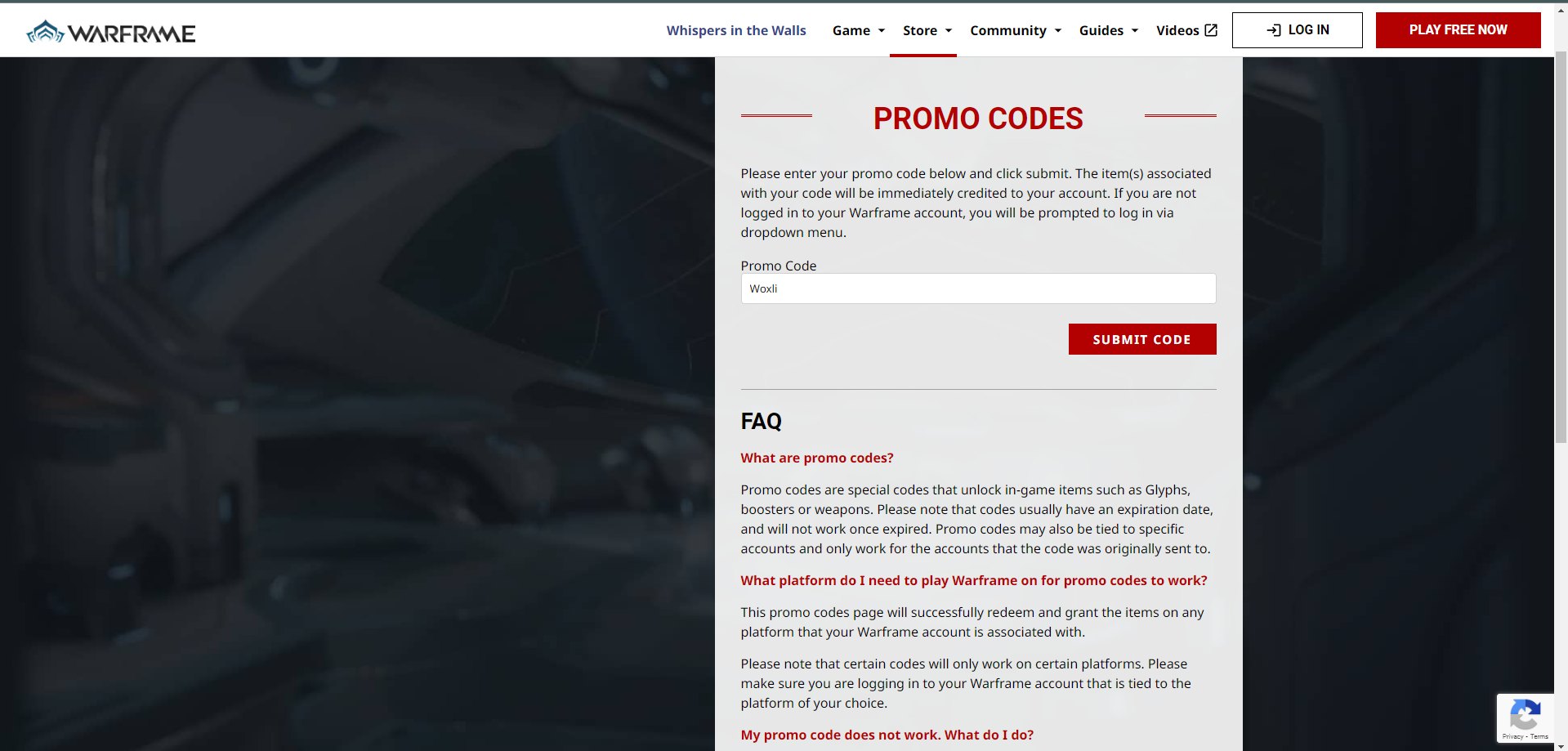 Claiming Warframe Promo Codes