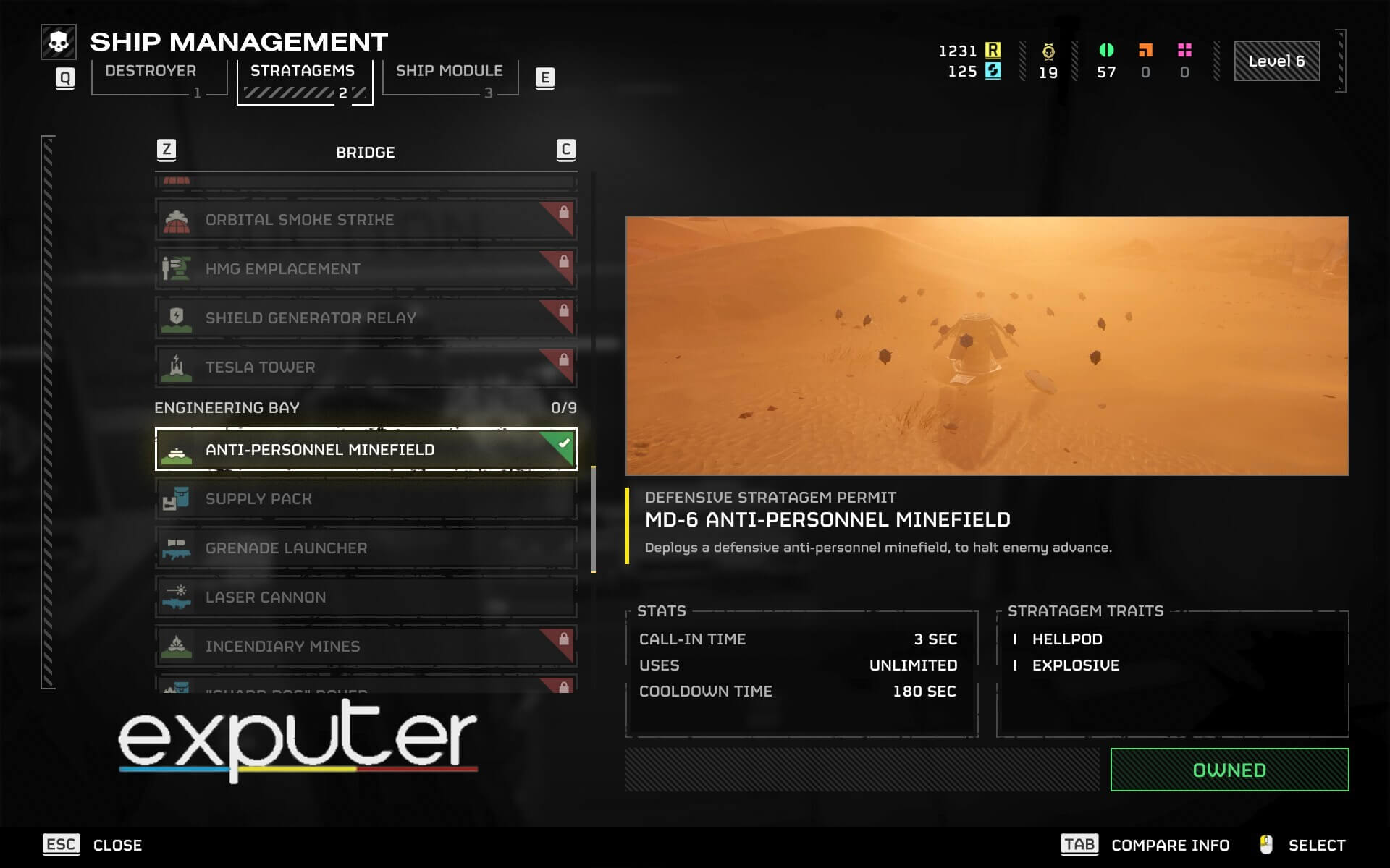 Anti-Personnel Minefield stats