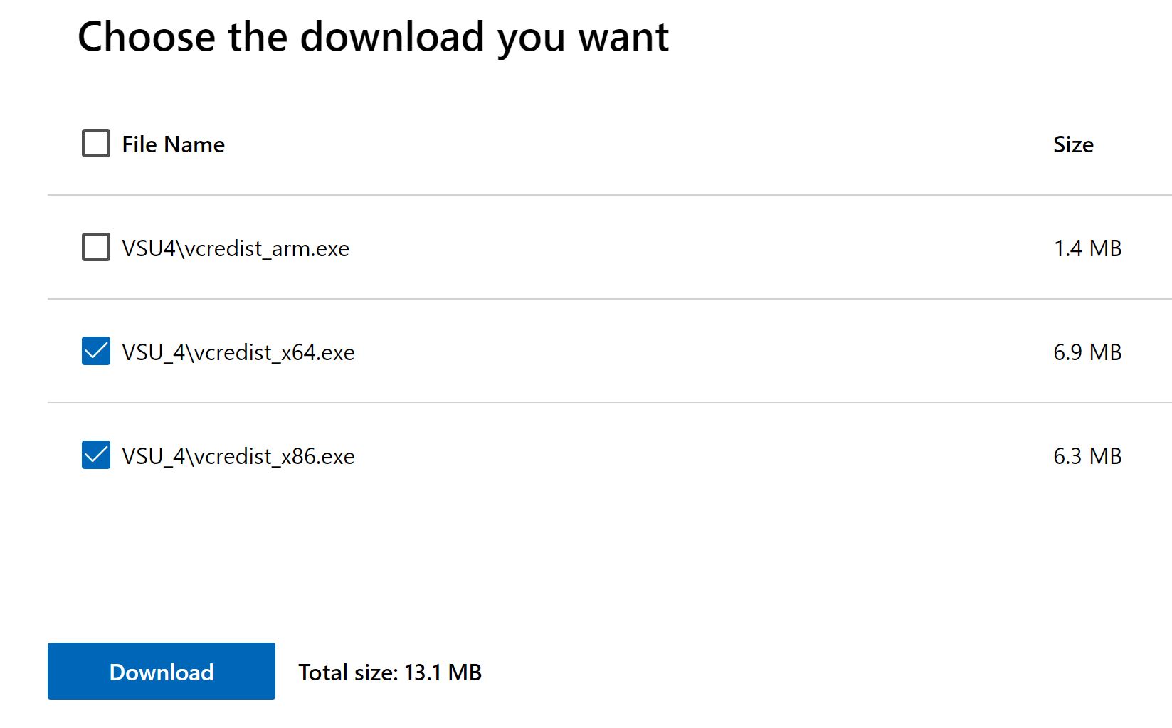 downloading c++ redists