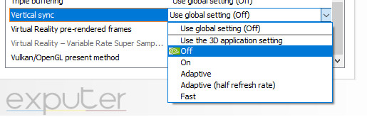 Disabling V-Sync in NVIDIA control panel