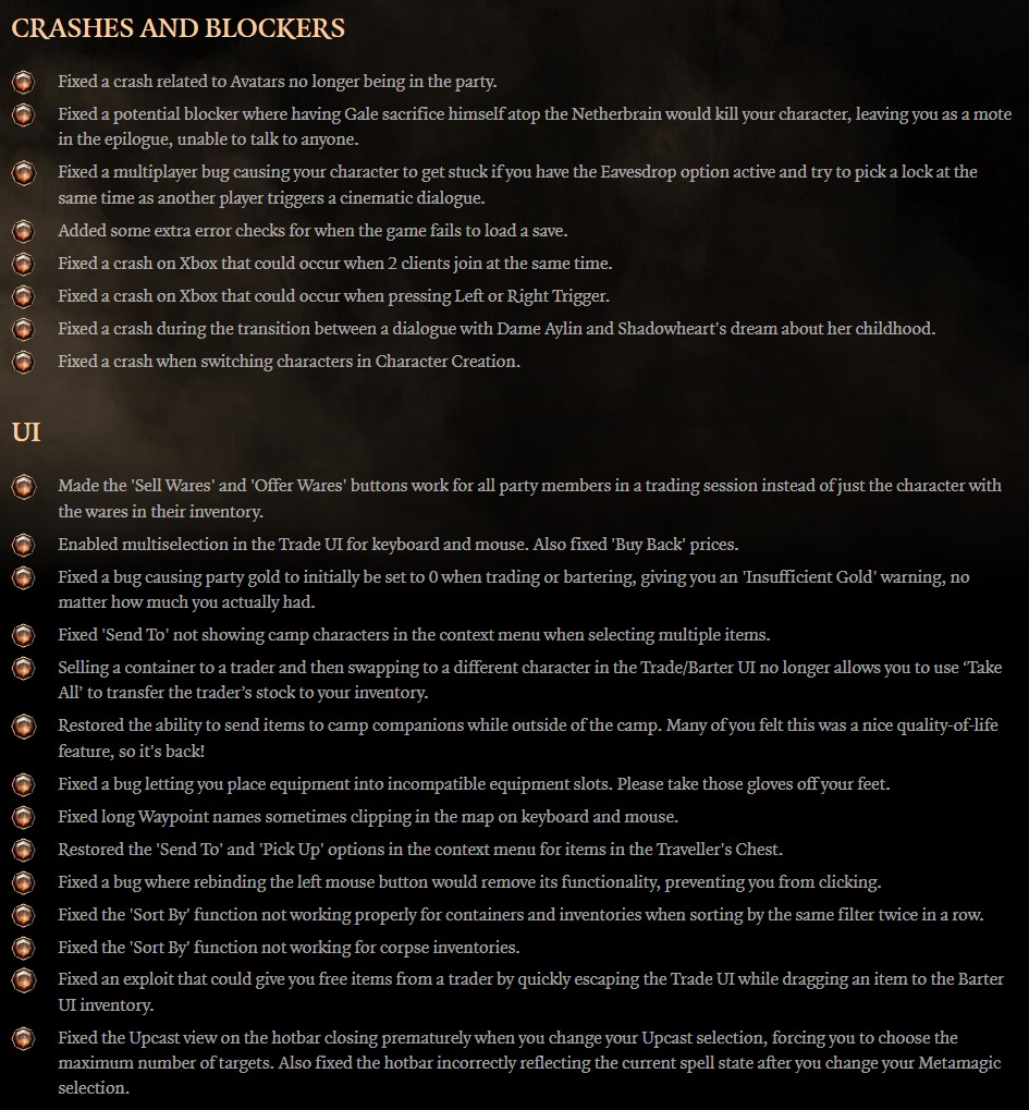 Baldur's Gate 3 Hotfix 21 fixes a myriad of bugs and makes effective UI changes.