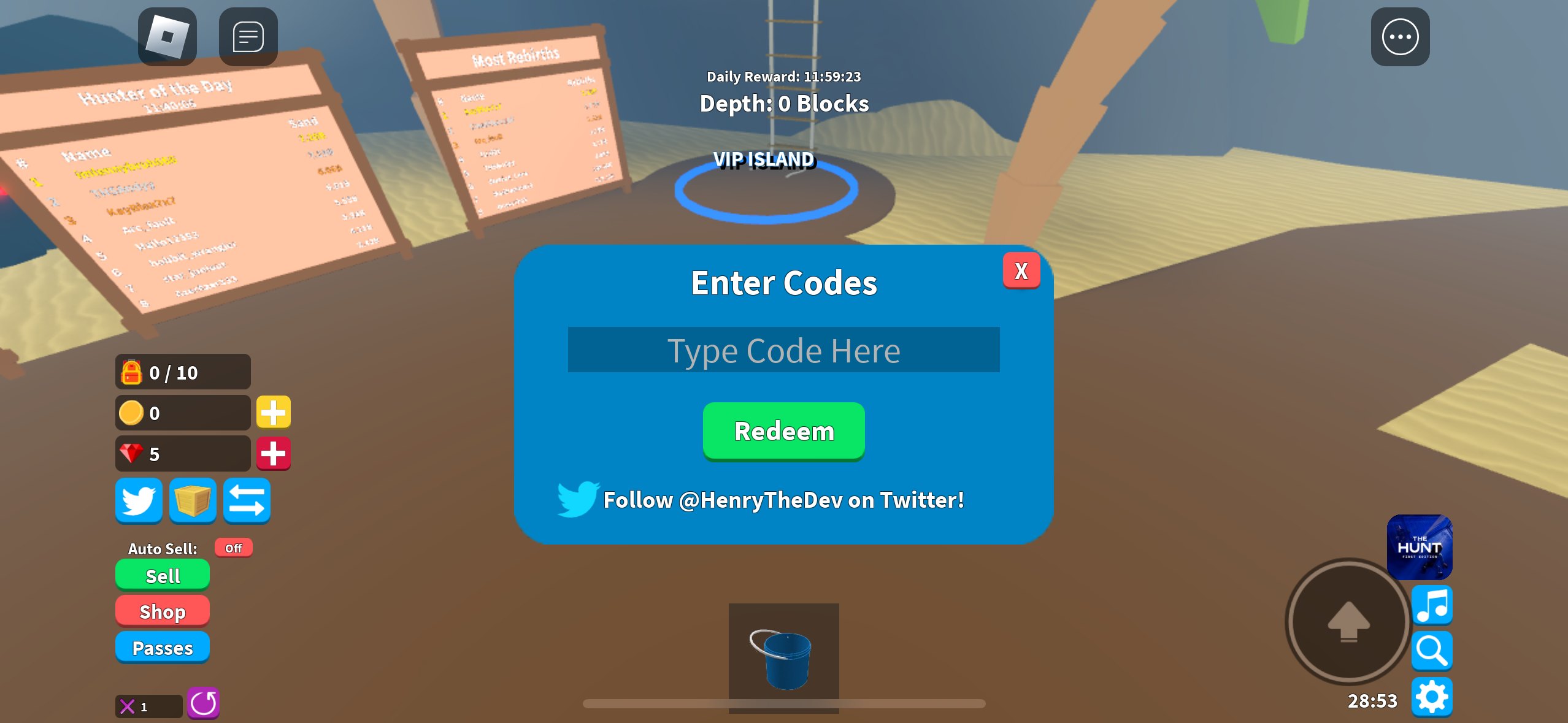 Redeeming Treasure Hunt Simulator Codes.