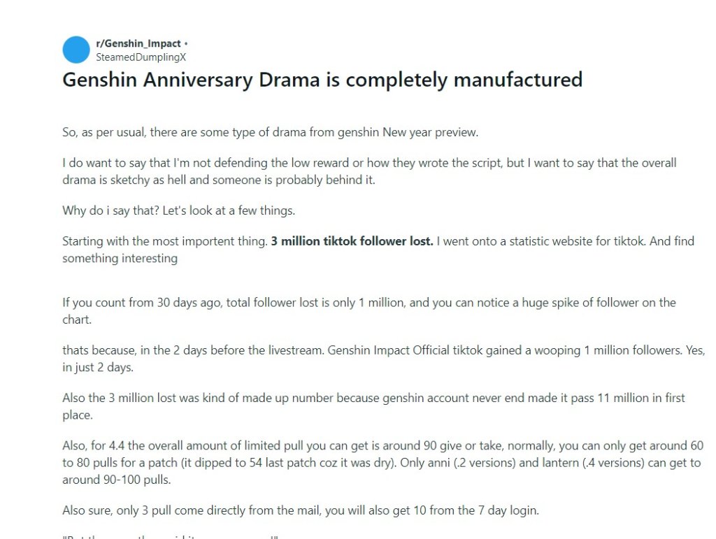 Genshin's anniversary drama 