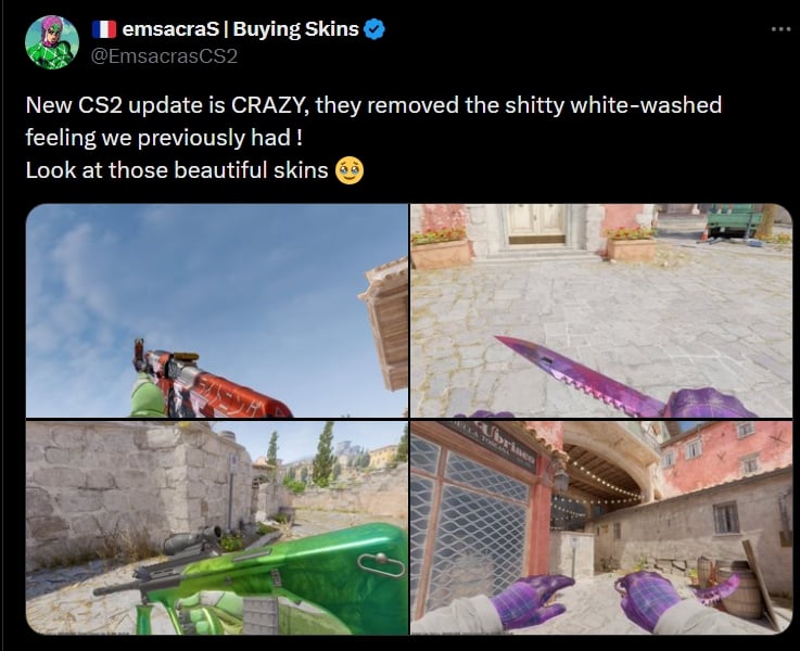 The skins in CS2 look more detailed and beautiful than its predecessor | Image Source: Twitter