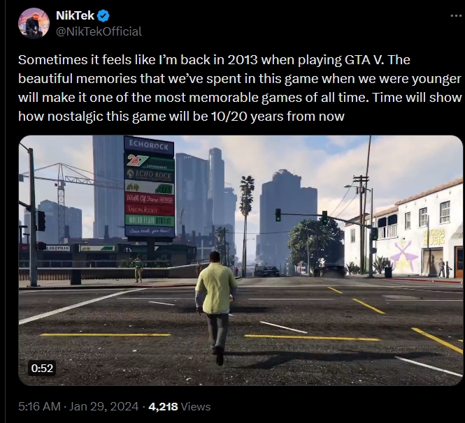 Many gamers are inflicted with the bitter sweet dose of nostalgia after growing up with the GTA franchise | Image Source: Twitter