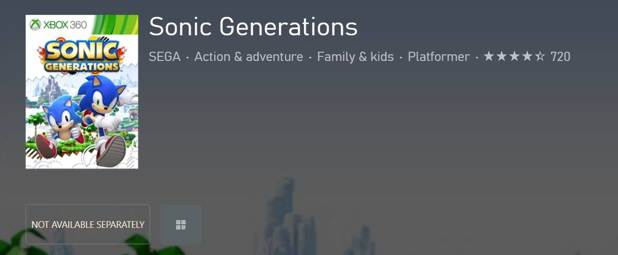 The original Sonic Generations is no longer available on the Xbox store | Image Source: Xbox