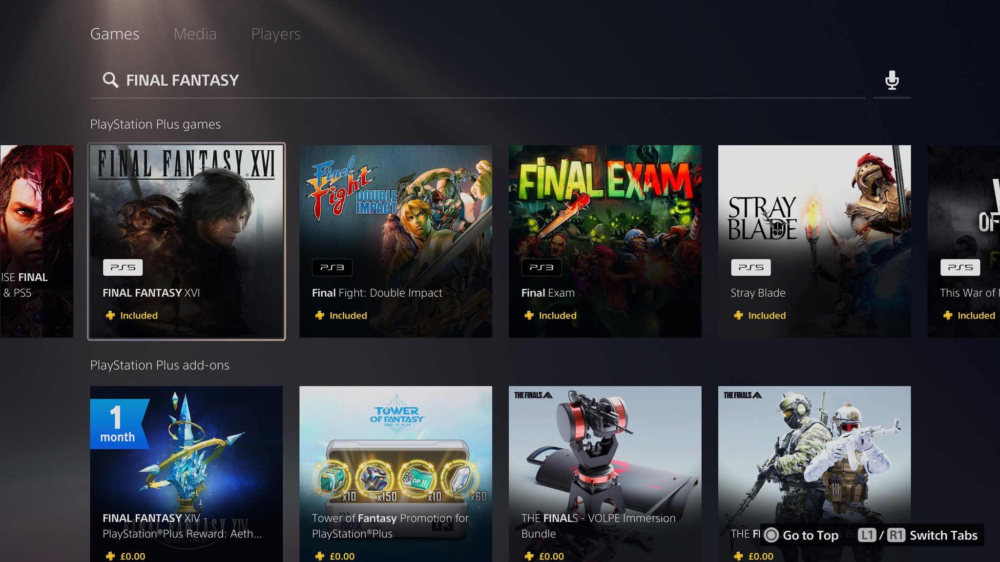 FF16 on the PlayStation Plus Catalog