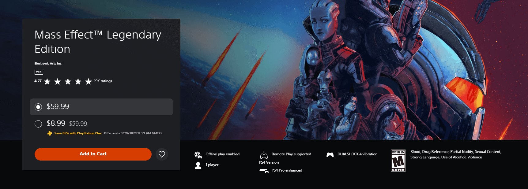 The Mass Effect Trilogy on the PS Store