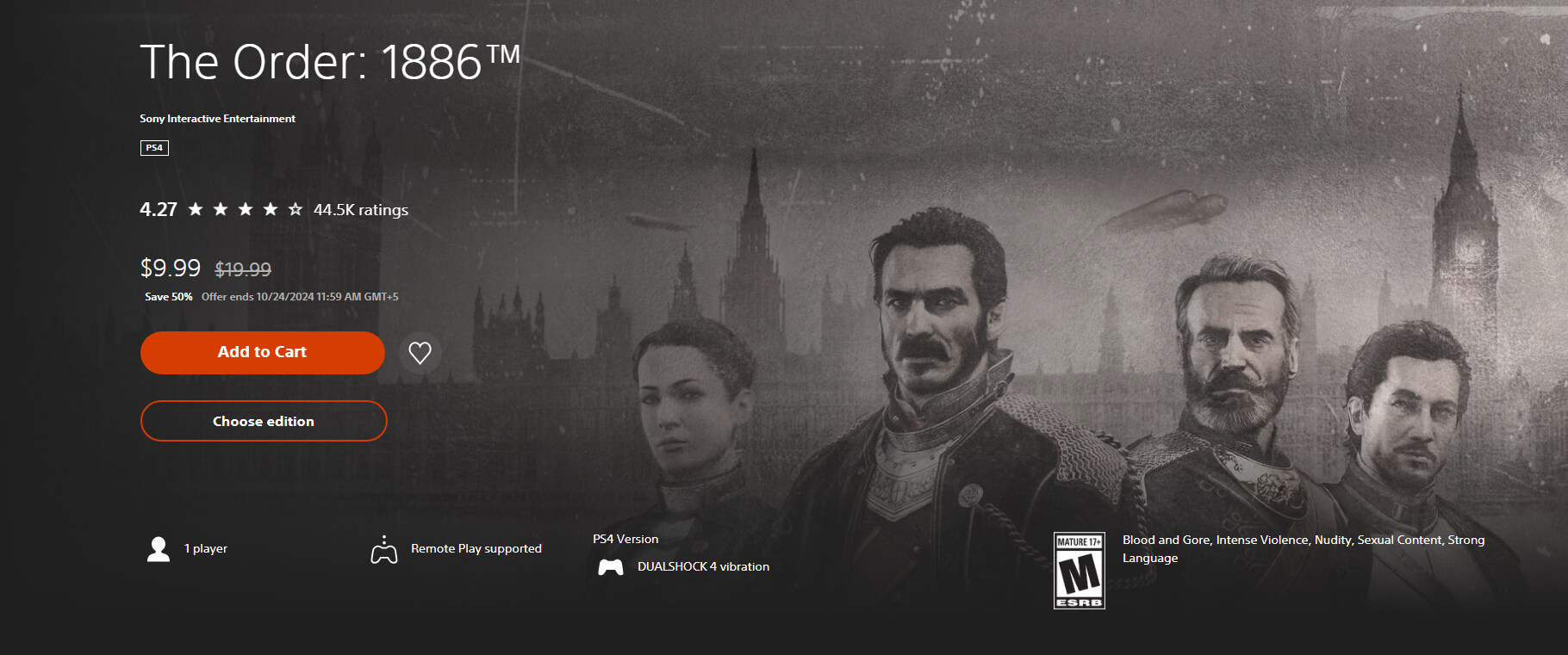 The Order: 1886 on the PS Store