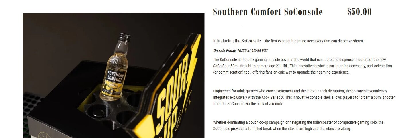 The Southern Comfort SoConsole Add-on Costs $49.99