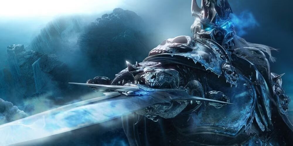 Death Knight holding a sword in World of Warcraft