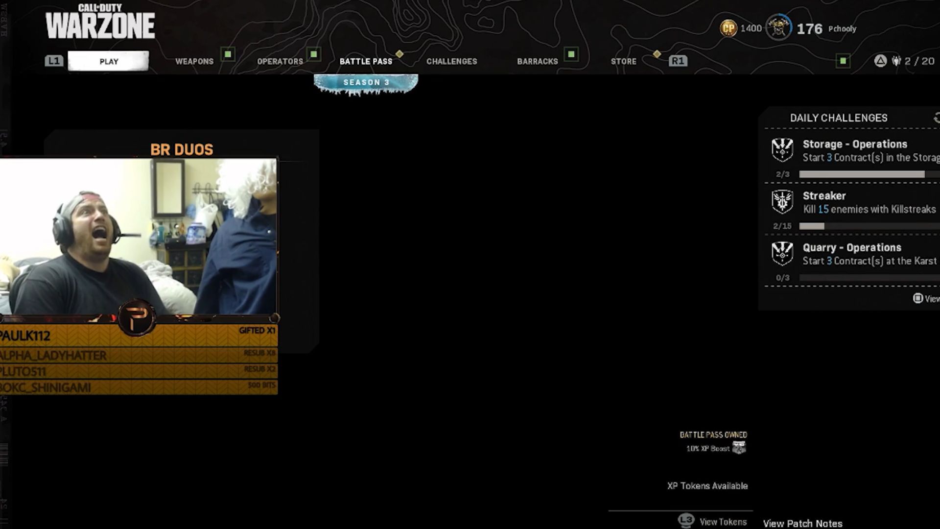 Famous streamer Pchooly, screaming after rage quitting Warzone Season 2.